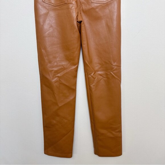 ARITZIA WILFRED Womens 2 The Melina Pant High Waisted Vegan Leather Cognac - Picture 14 of 15